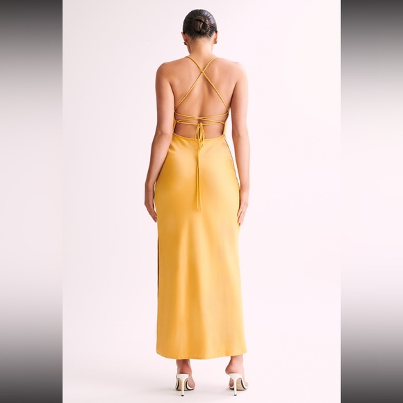 Meshki Sydney Straight Neck Slip Maxi Dress - Yellow NWOT - Picture 3 of 4